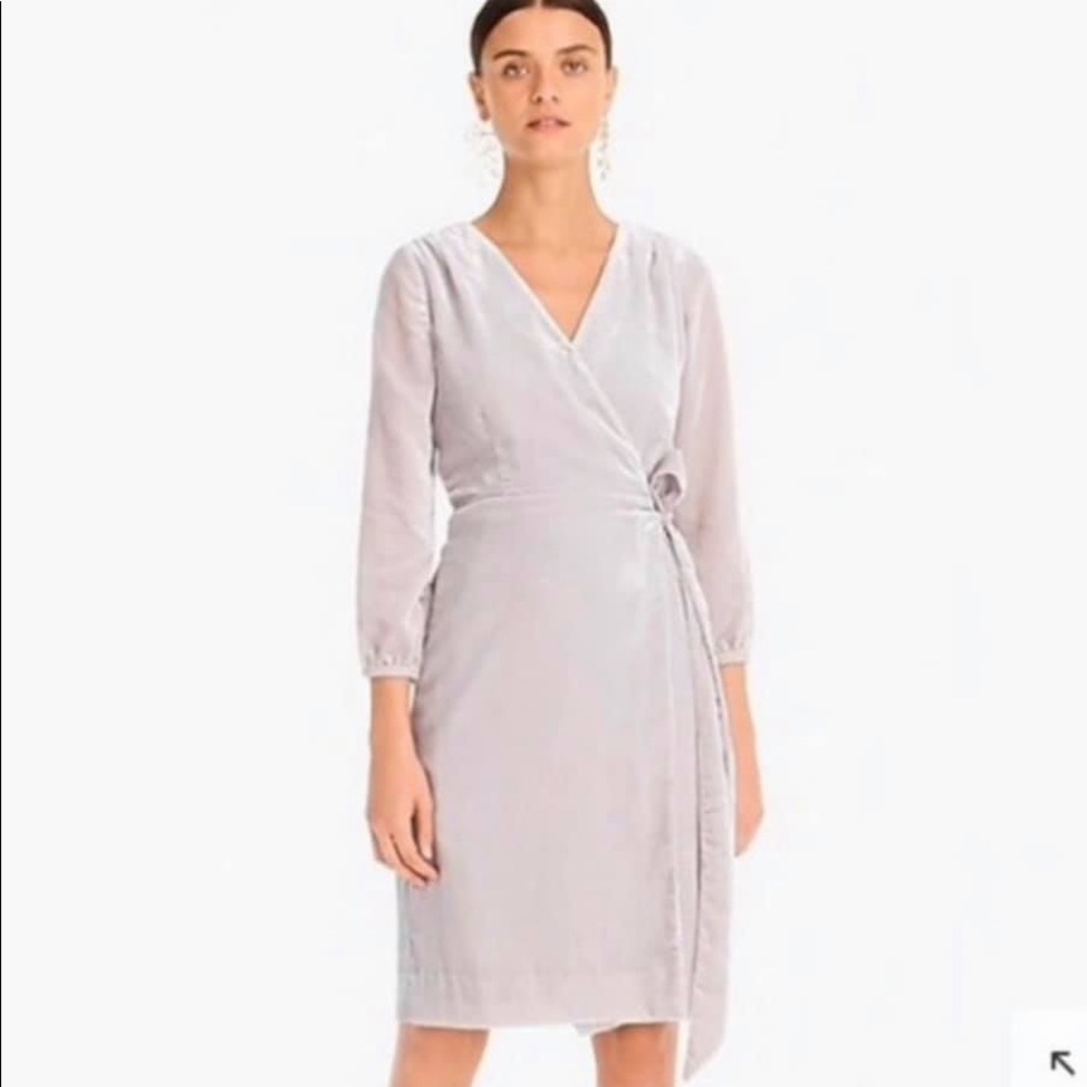 Gorgeous Jcrew silver velvet wrap dress size 4